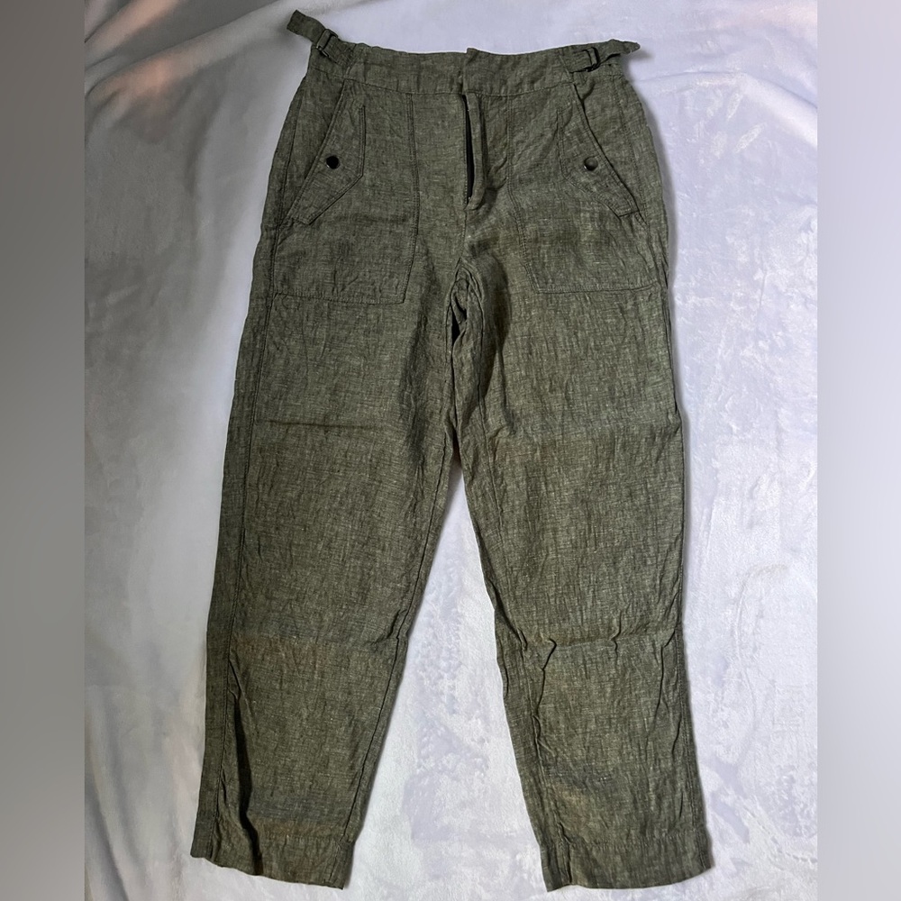 Athleta Green Linen Pants Relaxed Fit
